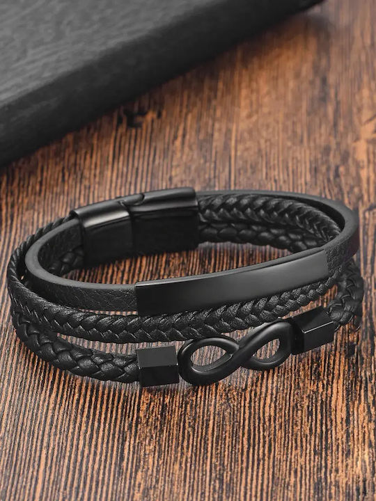 Legend Accessories Men's Leather Bracelet with Infinity Design