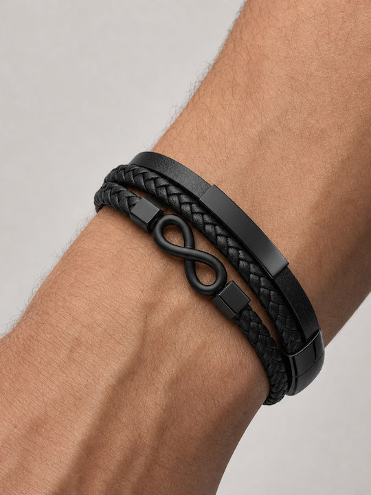Legend Accessories Men's Leather Bracelet with Infinity Design