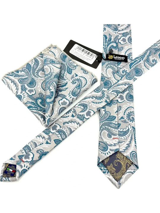 Legend Accessories Set of Men's Printed Ties in Turquoise Colour
