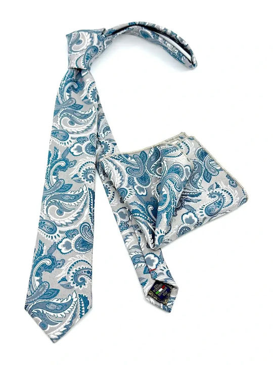 Legend Accessories Set of Men's Printed Ties in Turquoise Colour