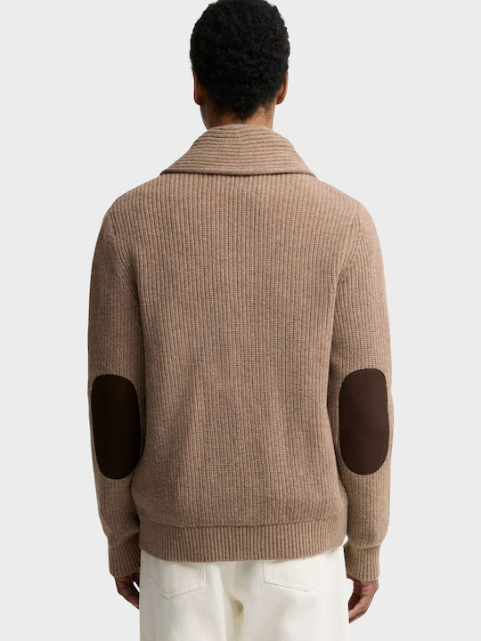 Men's Knitted Cardigan with Buttons Beige