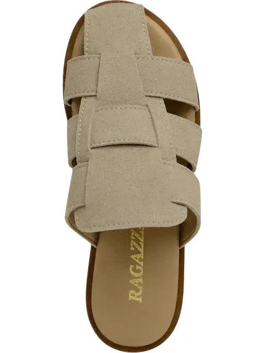 Damen Pantoletten mit Absatz in Tabac Braun Farbe