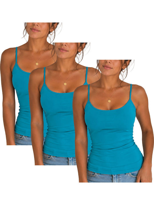 Дамски топове Тюркоазени С Тънки Презрамки 3Pack