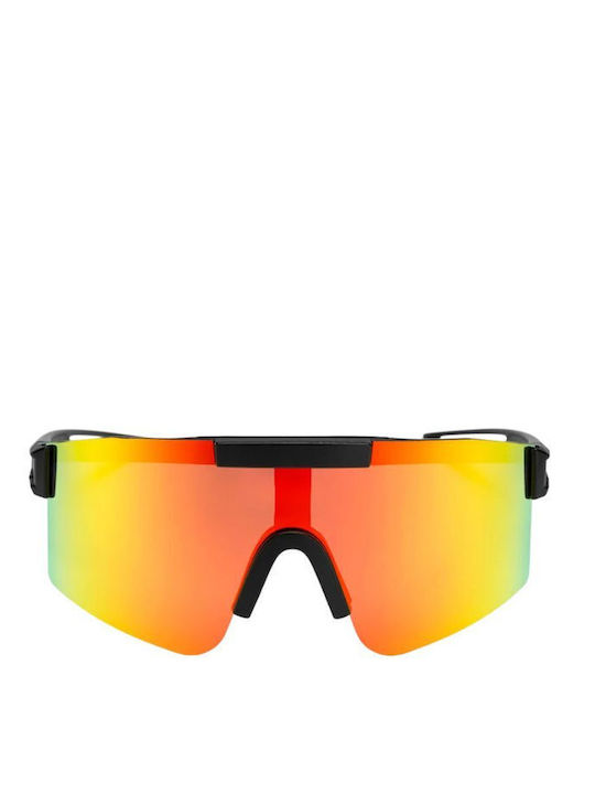 Chpo Unisex Sunglasses with Black Plastic Frame and Multicolour Mirror Lens