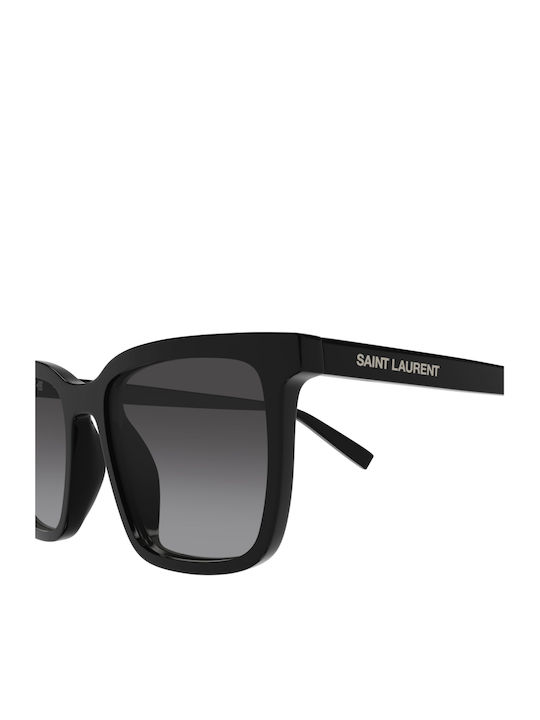 Ysl Unisex Sunglasses With Black Horn-Rimmed Frame And Black Gradient Lens