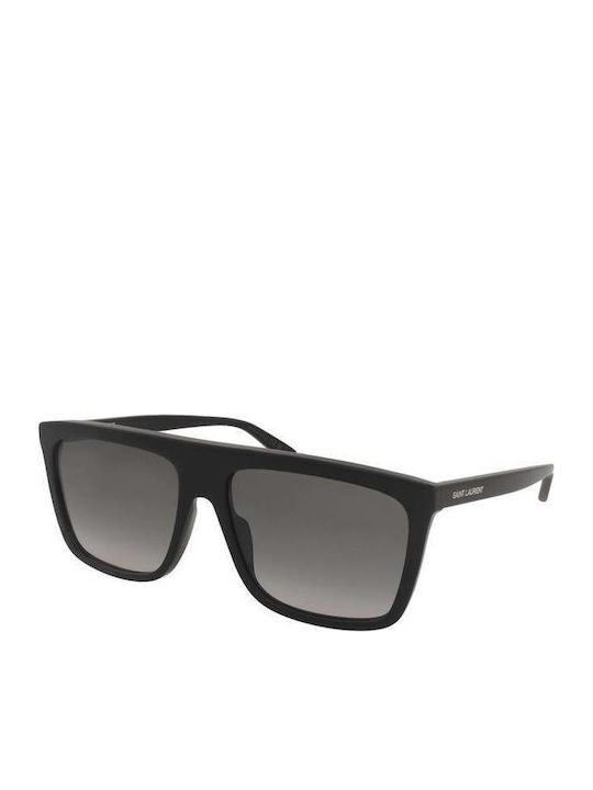 Ysl Unisex Sunglasses with Black Horn-Rimmed Frame and Black Lens