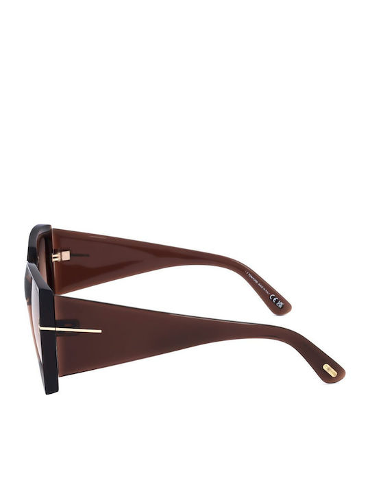 Tom Ford Tom Ford Women's Sunglasses with Brown Horn-Rimmed Frame and Brown Gradient Lenses