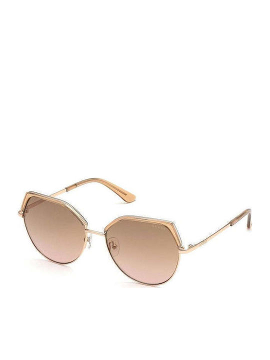 Guess Feminini Ochelari de soare cu Rose Gold Cadru și Maro Degradati Oglindă Lentilă GU7736 57G