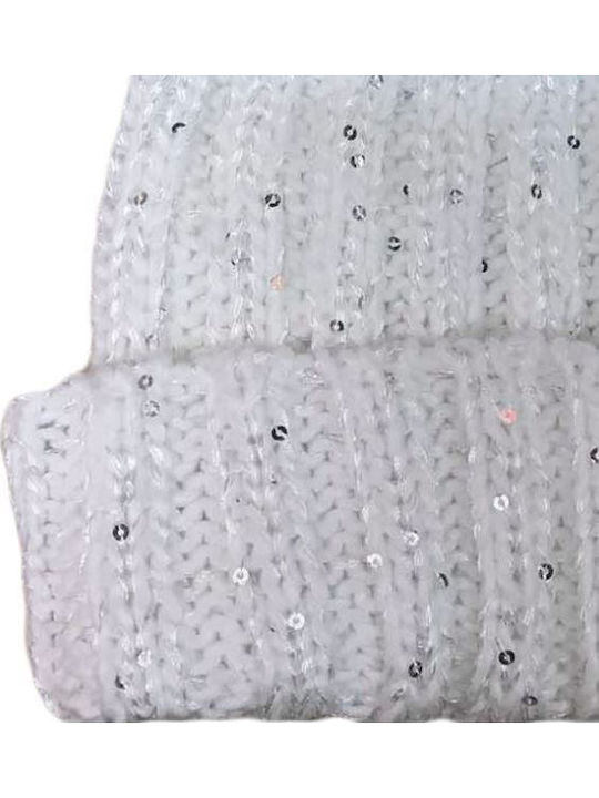 Kids Knitted White Beanie