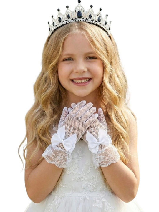Set Kids Gloves Knitted White 2 Pieces