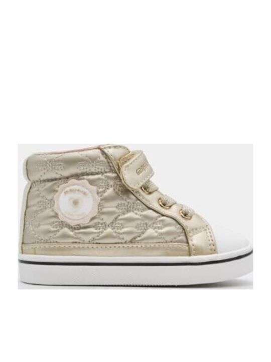 Leather Kids Ankle Boots Gold