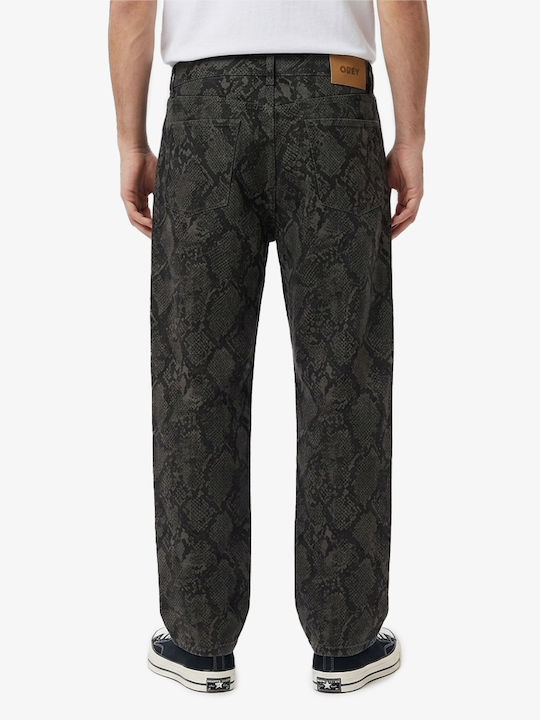 Herren Jeanshose Baggy Schlangenprint
