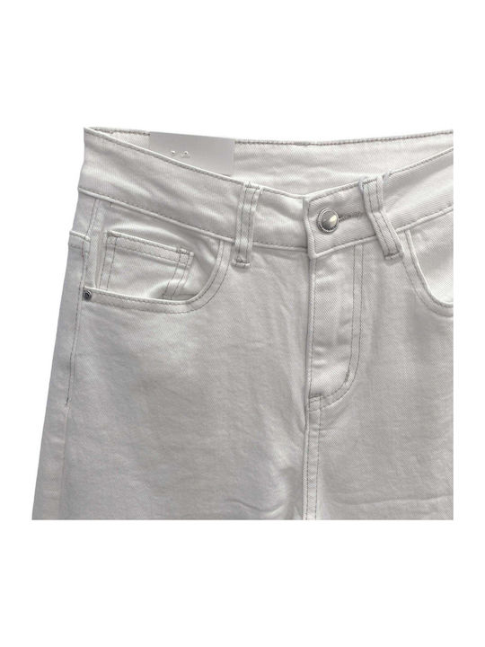 Blugi damă Jean pantaloni în linie dreaptă albi