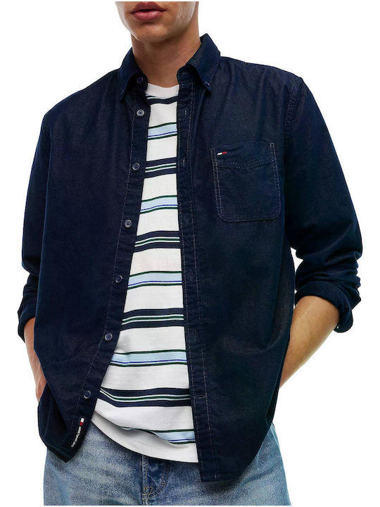 Long Sleeve Corduroy Shirt In Regular Fit Black