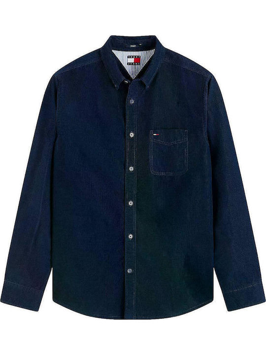 Long Sleeve Corduroy Shirt In Regular Fit Black