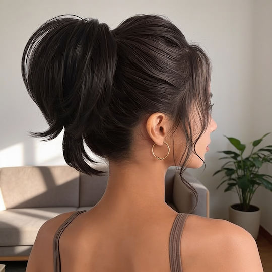 Short Synthetic Hair Wig Ponytail Clip 21 Cm