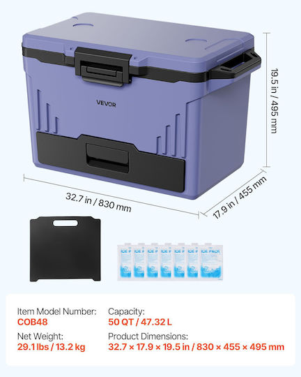 Vevor Φορητό Ψυγείο 47lt Μωβ