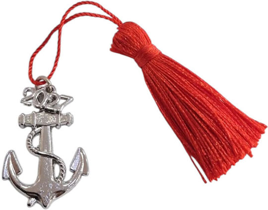 Handmade New Year's Lucky Charm 2027 Silver Anchor Tassel 2.5x4cm 2027-gf3009
