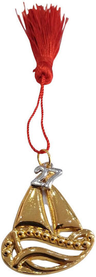 Handmade Lucky Charm 2027 Gold Tassel Large Boat 3.5x5cm 2027-gf3014