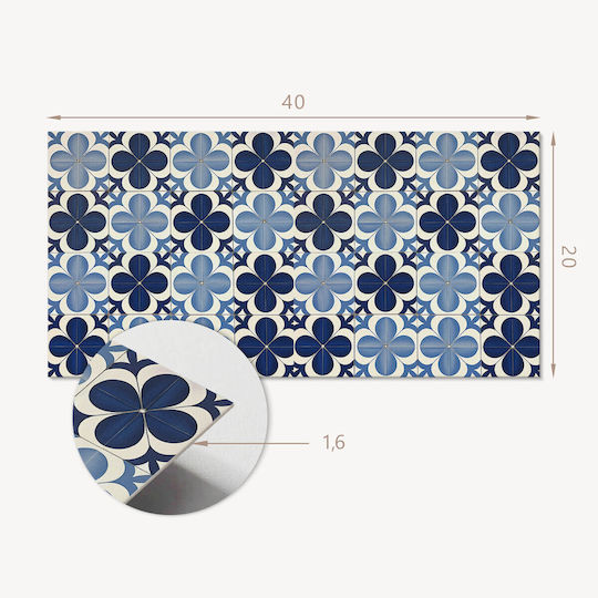 Vinyl Tile Set Kitchen Or Bathroom Decoration Geometric Flower Pattern 10x40x20 Cm