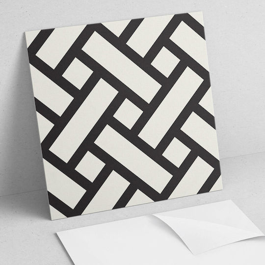 Σετ Πλακιδίων Pvc Διακόσμηση Κουζίνα Ή Μπάνιο Συνυφασμένο Γεωμετρικό Σχέδιο 4x50x50 Εκ