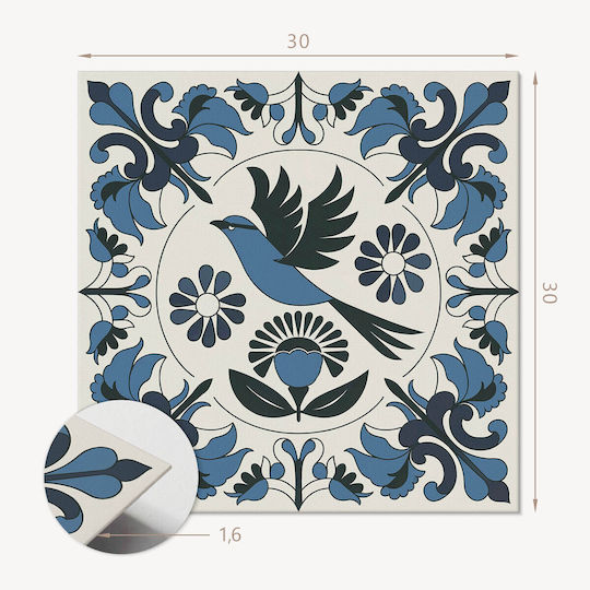 Pack Vinyl Tiles Easy Installation Bird Flower Pattern 9x30x30 Cm