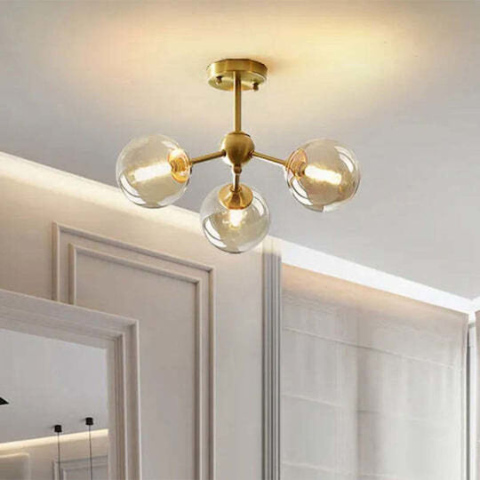 Candelabru Masă Aurie Transparentă 3xe14 Mario