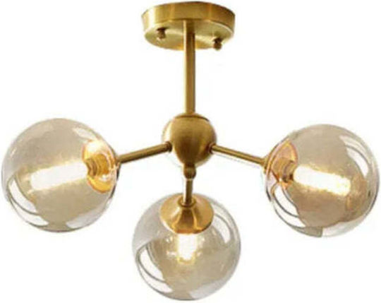 Candelabru Masă Aurie Transparentă 3xe14 Mario