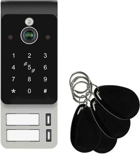 Interfon Video Inteligent pentru 2 Familii Mentor Svk475b 4 Fire WiFi Card Pin Tuya 7 Inch Ips Dvr Fhd 2mp Ik08 Negru