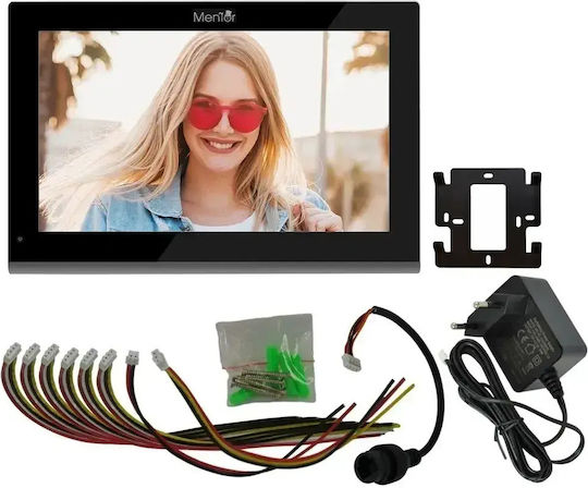 Interfon Video Inteligent Pentru 2 Familii Mentor Svk4105b Cu 4 Fire Wi-Fi Card Pin Tuya 10 Inch Ips Dvr Fhd 2mp Ik08 Negru