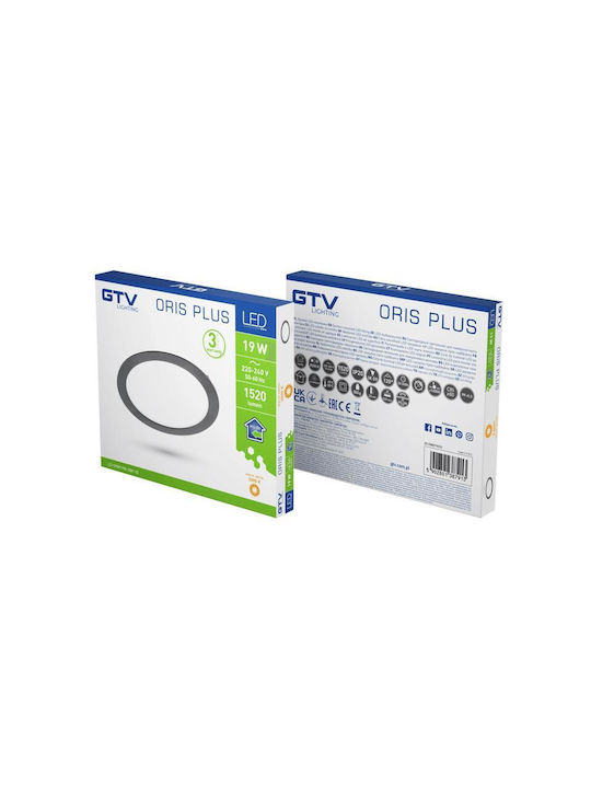Oris Plus Led Luminarie Spot Încastrat 19w Negru 3000k 1520lm Ac220-240v Ip20 120