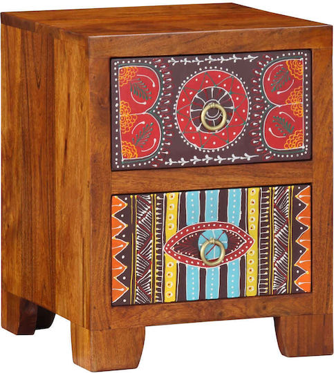 Нощни Шкафчета От Масивно Дърво Бежови 2 Бройки 35x35x45см