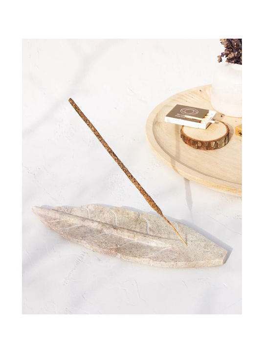 Bază din Piatră pentru Bețișoare Aromatice Sau Conuri Formă de Frunză Leaf Natural 25cm