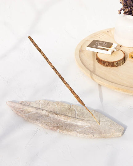 Stone Base for Incense Sticks or Cones Leaf Shape Leaf Natural 25cm