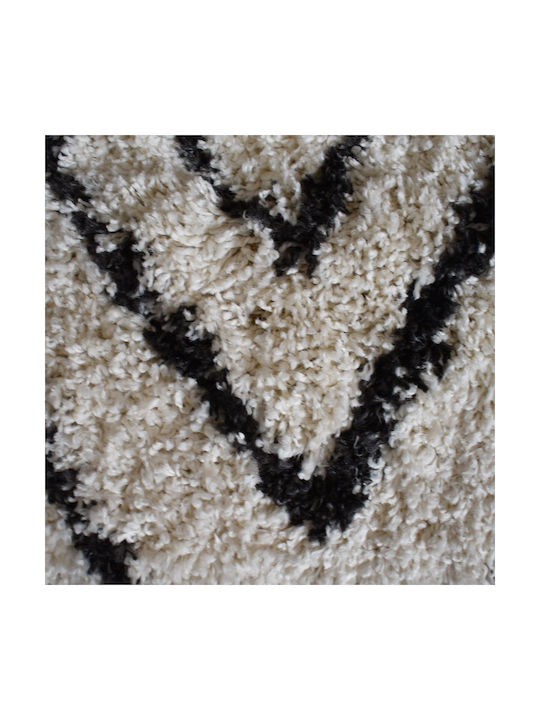 Saray Home Sahara Rug Rectangular Shaggy Cream Black 120x170cm