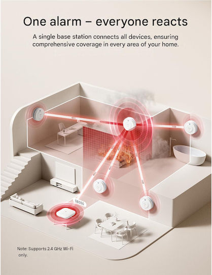 Pachet 3 Detectoare Inteligente De Fum X-sense Sd19-mn31 Stație De Bază Sbs50 – Senzor Fotoelectric Interconectat Wi-Fi/WLAN Certificat Tüv Rheinland Alertă Telefon