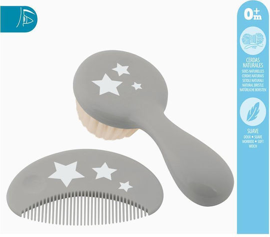 Kiokids Baby Brush & Comb Grey 2 Pieces
