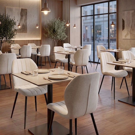 Valena Dining Chair with Fabric Upholstery Cream 48x58x87cm