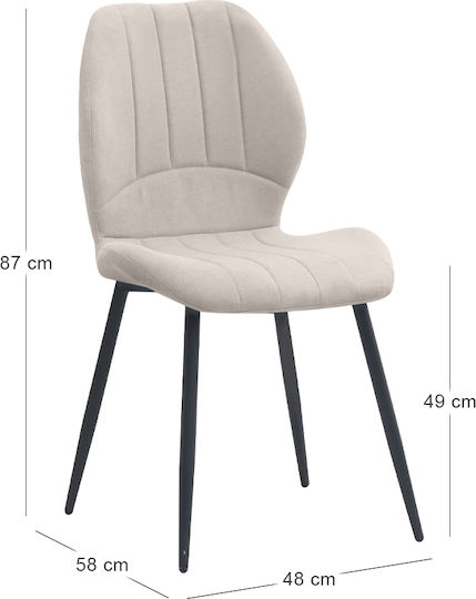 Valena Dining Chair with Fabric Upholstery Cream 48x58x87cm