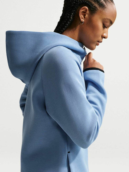 Tech Fleece Fleece Women's Cardigan with Zipper Blue