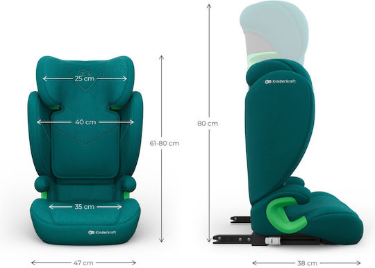 Kinderkraft Junior Fix 2 Plus Car Seat i-Size with Isofix Green 15-36 kg