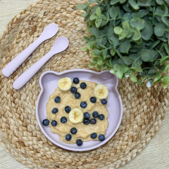 Bo Jungle Baby Food Plate Bear made of Silicone Pink