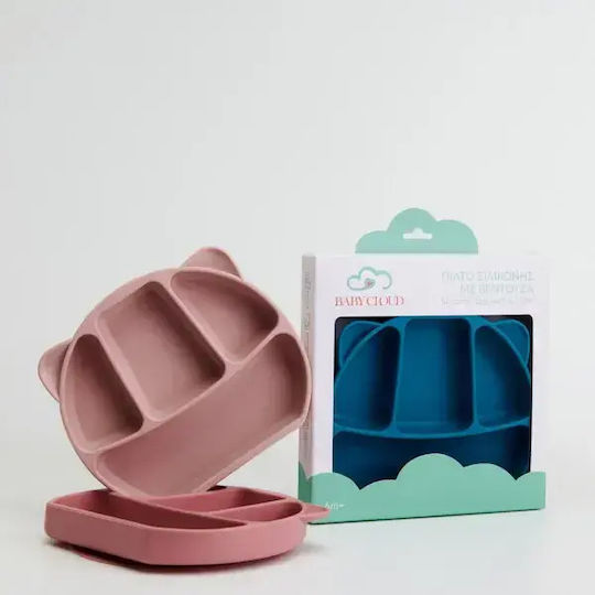 Baby Cloud Baby Food Plate Bear made of Silicone Pink