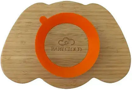 Baby Cloud Set de hrănire Cățeluș din Bambus cu Bază Antiderapantă Portocaliu 3buc