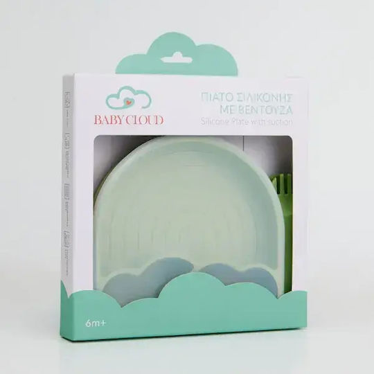 Baby Cloud Σετ Φαγητού Ουράνιο Τόξο από Σιλικόνη Πράσινο 4τμχ