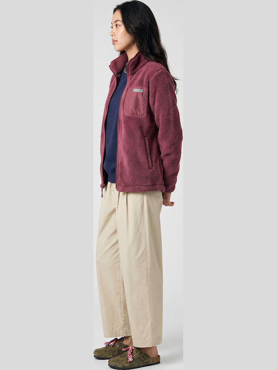 West Bend Full Fleece Cardigan Pentru Femei Cu Fermoar Roz