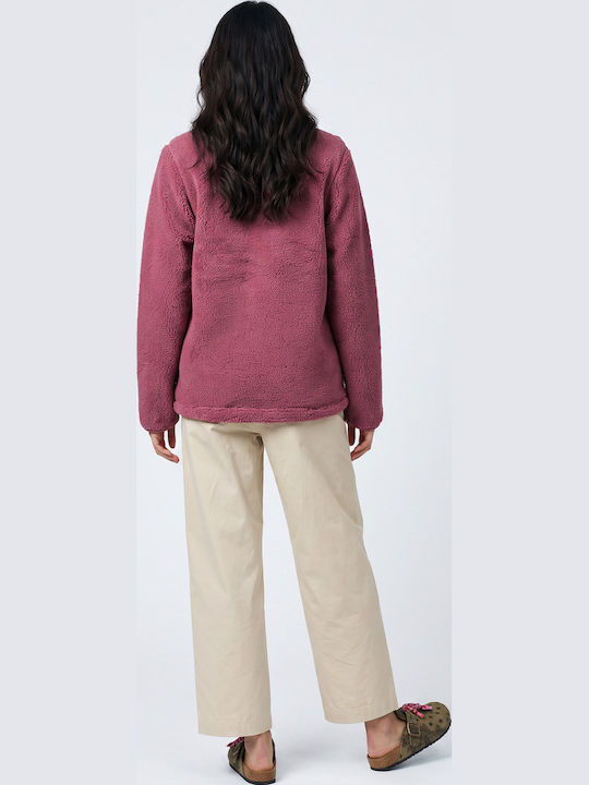 West Bend Full Fleece Cardigan Pentru Femei Cu Fermoar Roz