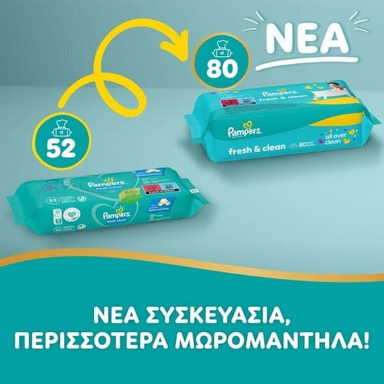 Pampers & Clean Servetele umede bebelusi fără alcool și fără parabeni 2x80 buc