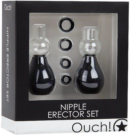 Set Black Nipple Suckers Replaceable Rings Shots Ouch Nipple Erector Set Black 2pcs