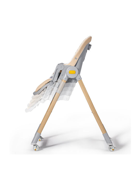 Kinderkraft Lastree Pliabil Scaun de Masă pentru Copii cu Cadru Metalic Wood